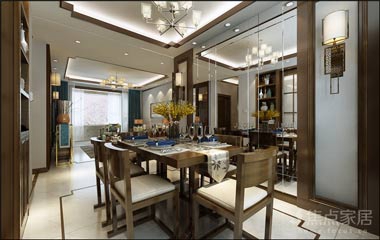 中海華山瓏城裝修，中海華山瓏城三居室新中式效果圖