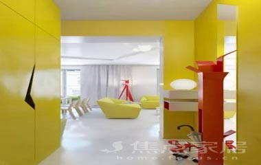 紅與黃的幾何碰撞 45平小戶型家居