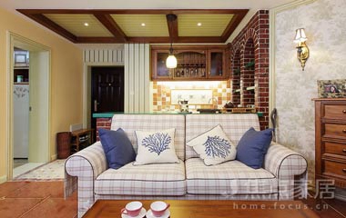 卡座+吧臺設(shè)計 100㎡美式三居讓你甜到家